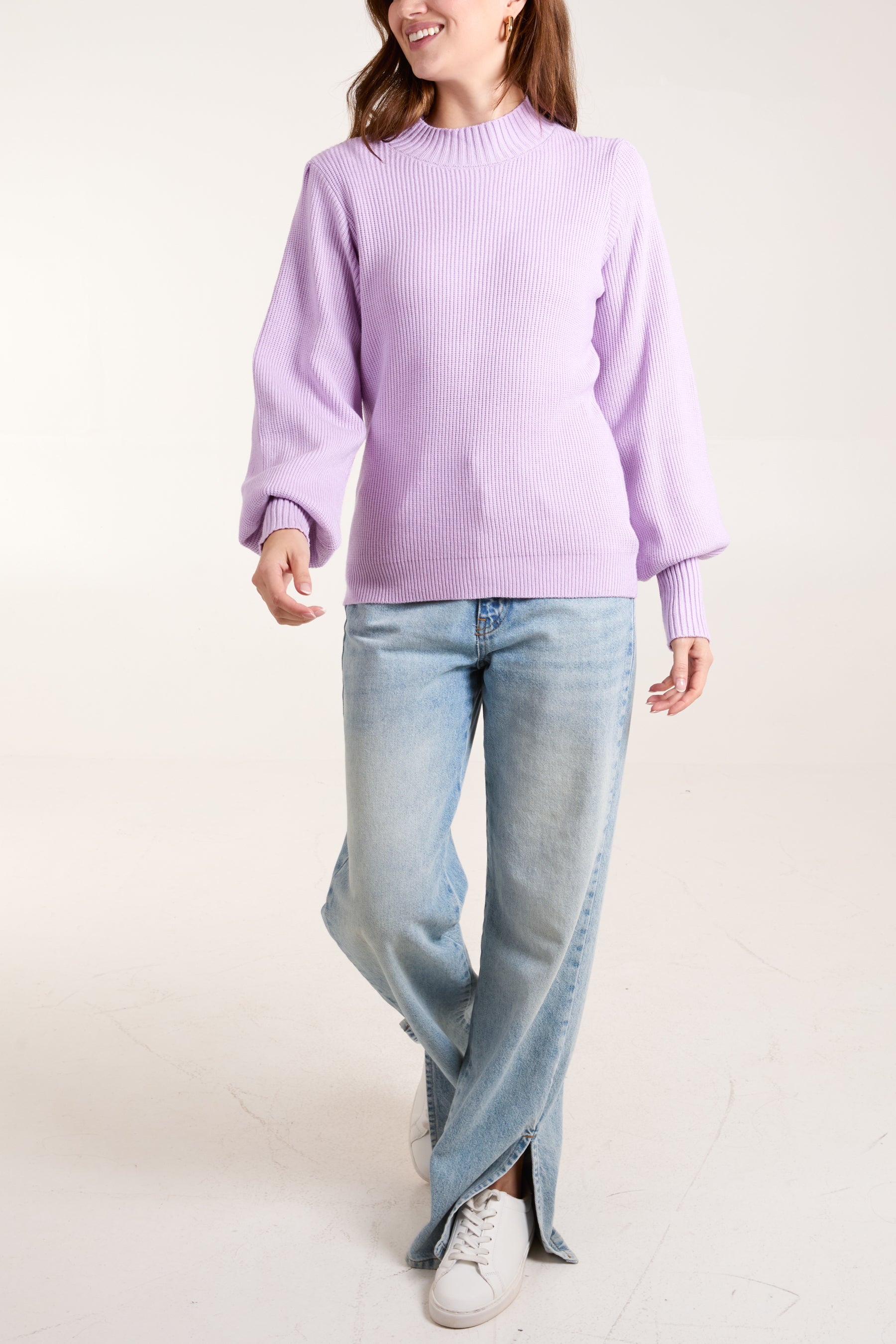 Lavender Soft Knit Round Neck Jumper