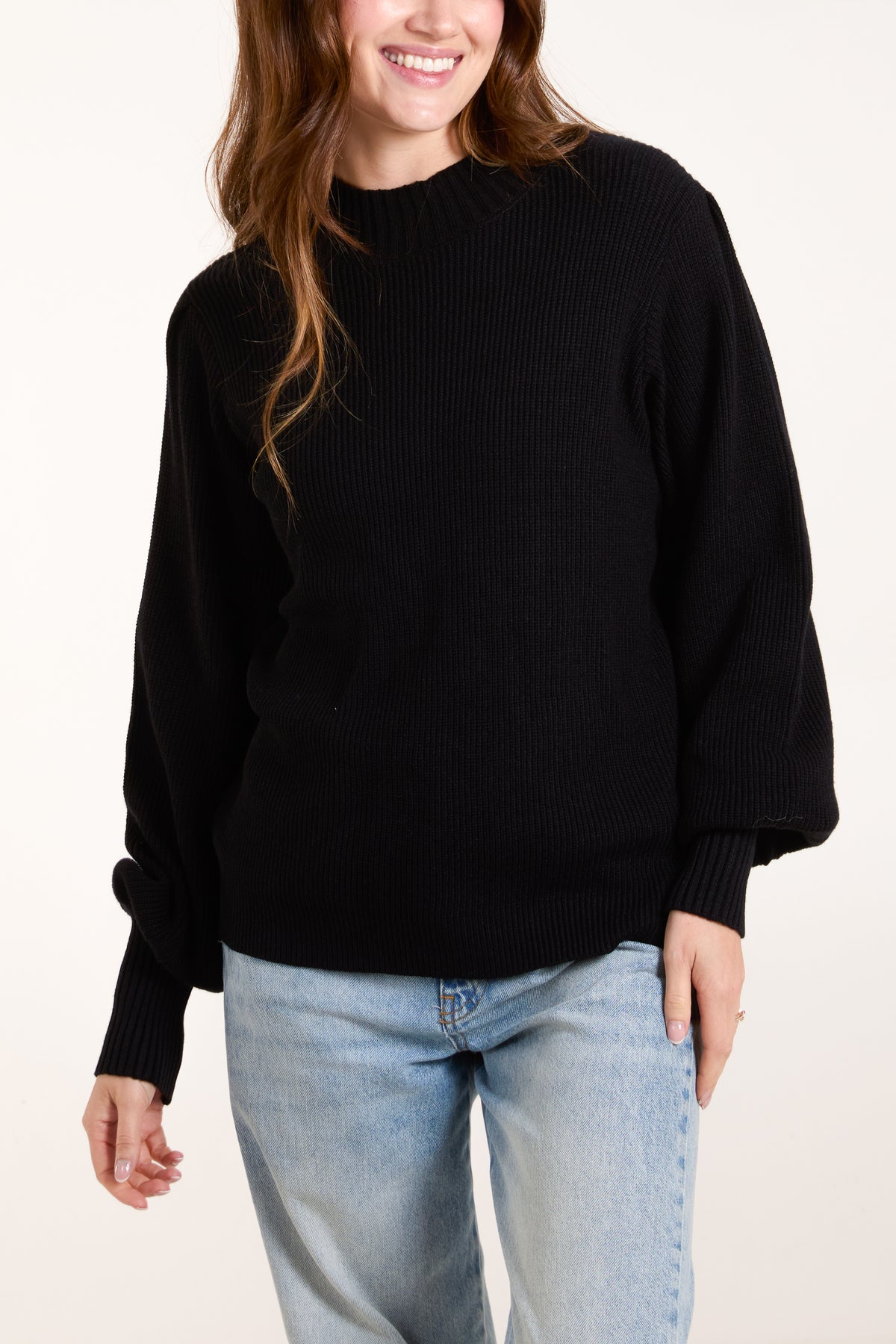 Black Soft Knit Round Neck Jumper