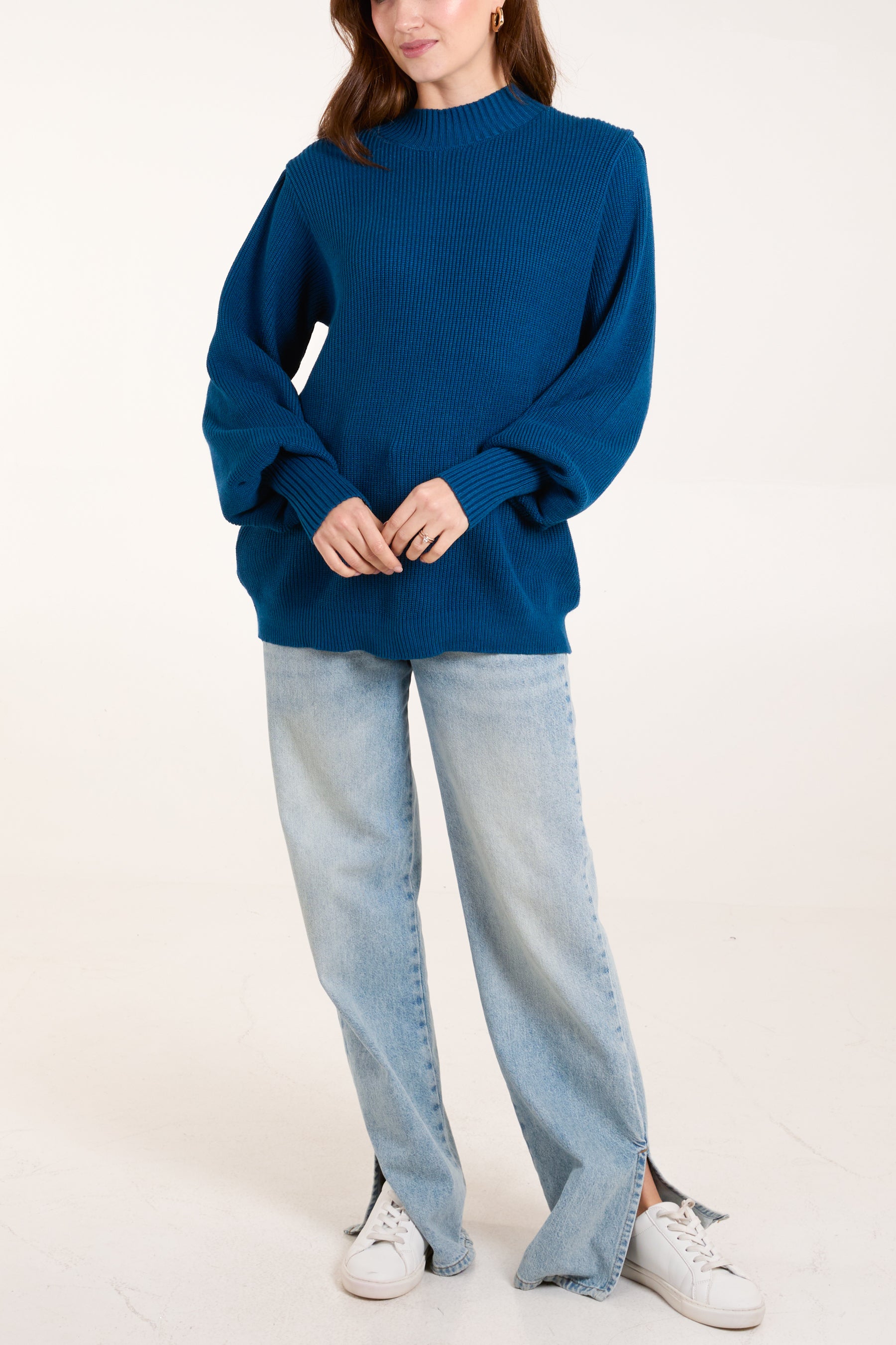 Petrol Soft Knit Round Neck Jumper