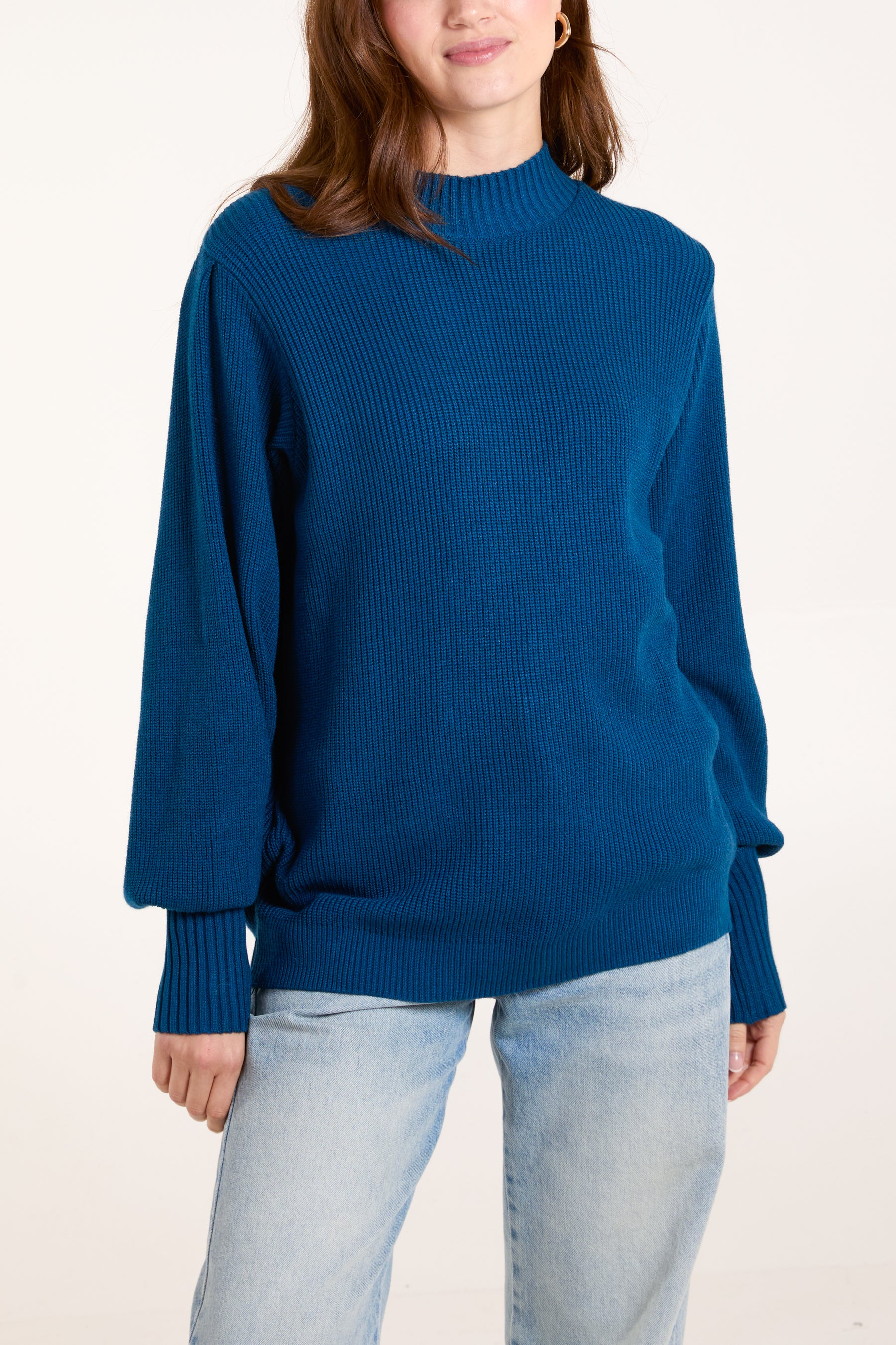 Petrol Soft Knit Round Neck Jumper