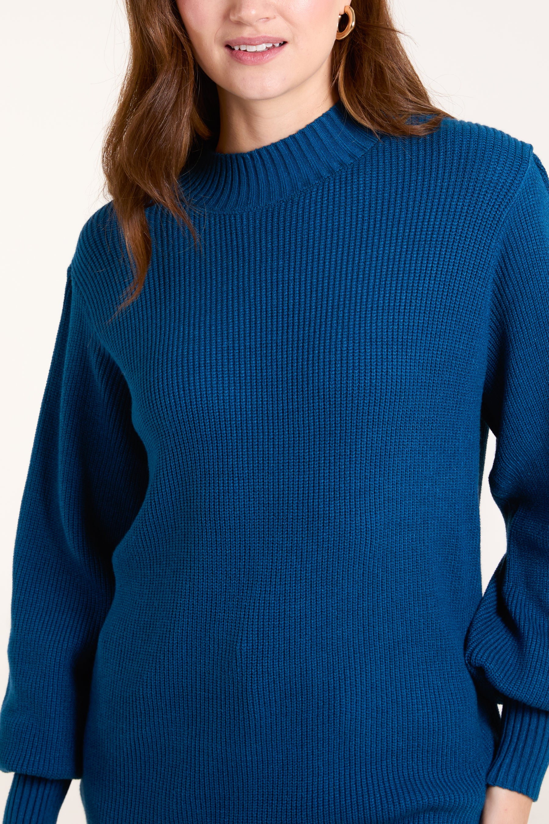 Petrol Soft Knit Round Neck Jumper