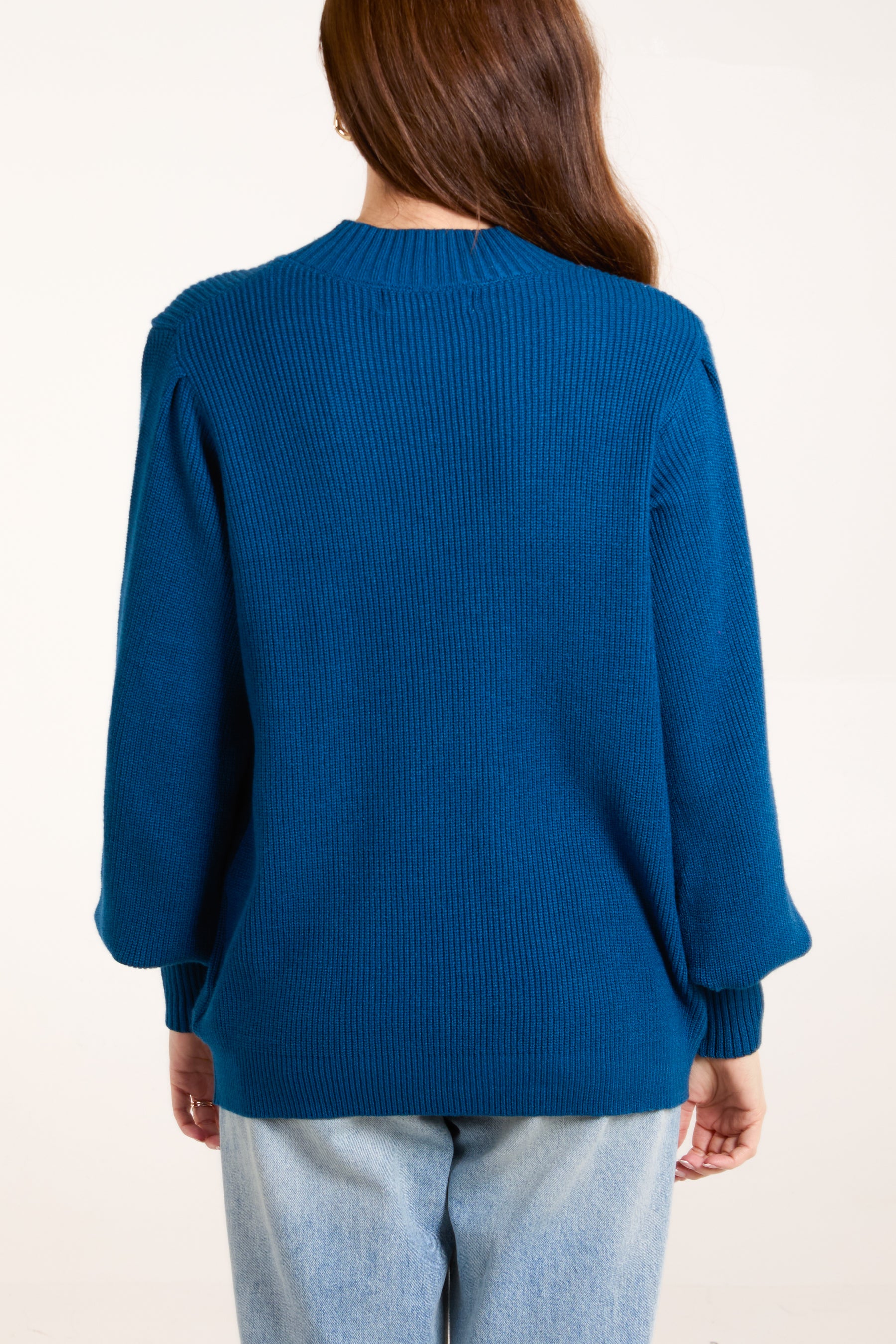 Petrol Soft Knit Round Neck Jumper