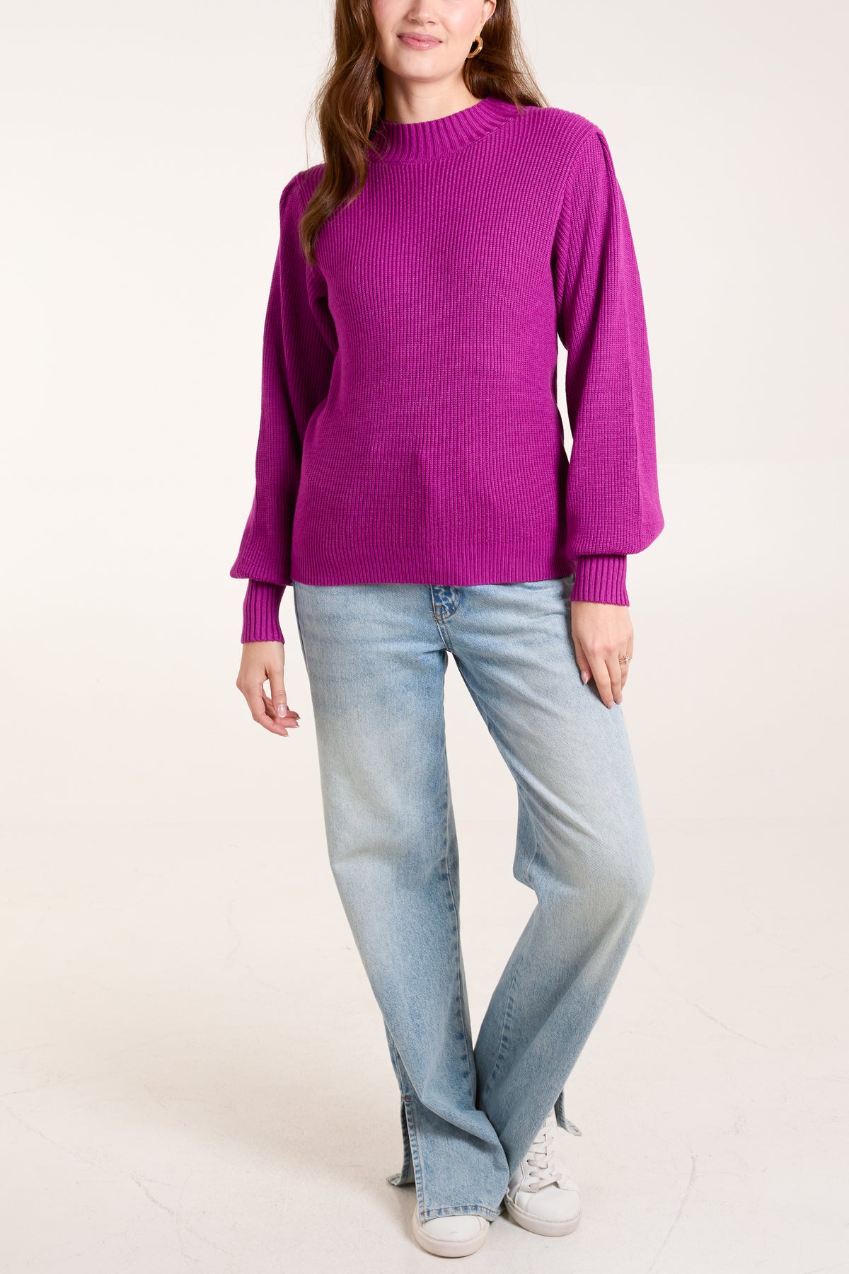 Purple Soft Knit Round Neck Jumper