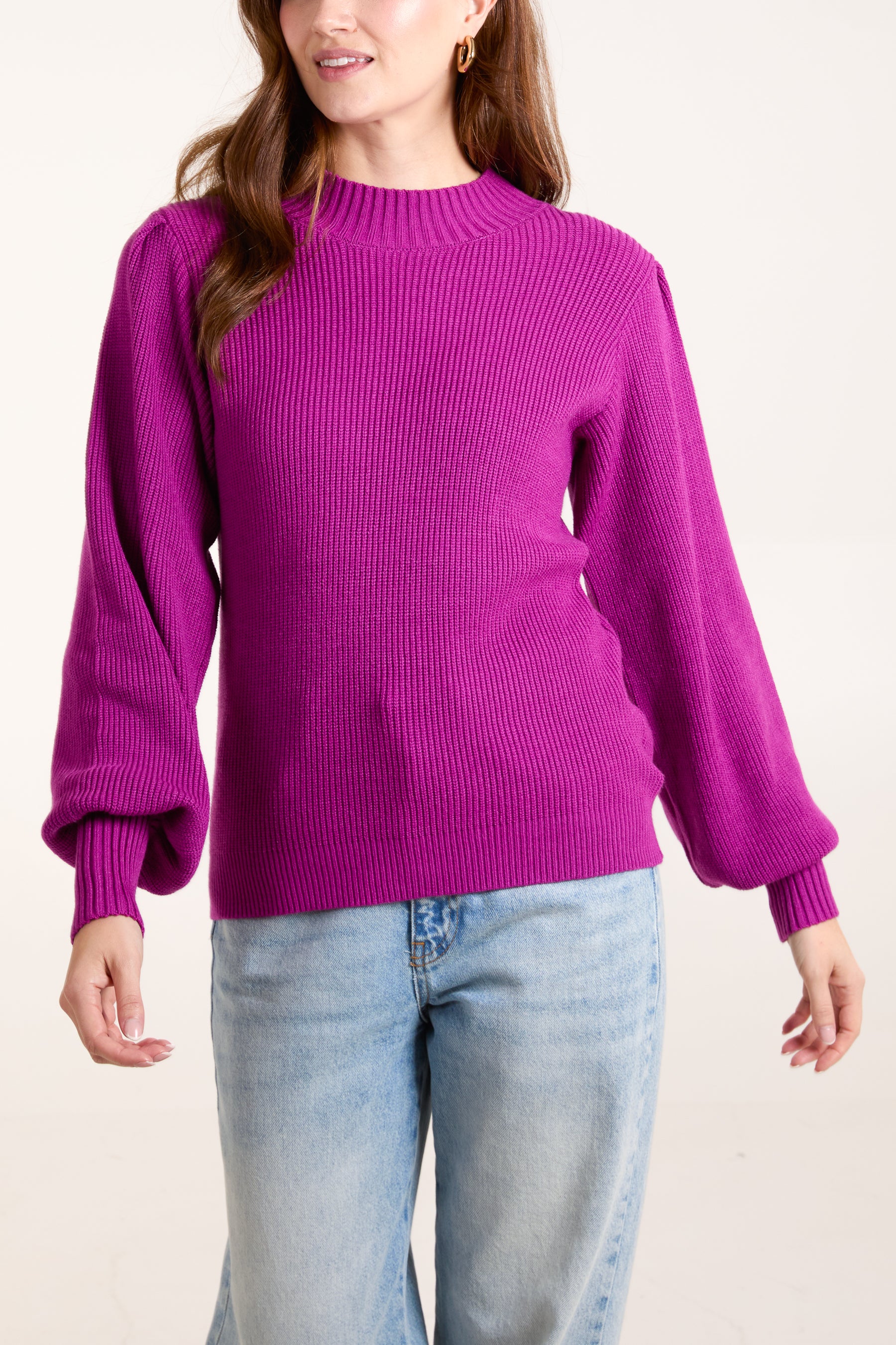 Purple Soft Knit Round Neck Jumper