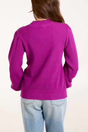 Purple Soft Knit Round Neck Jumper