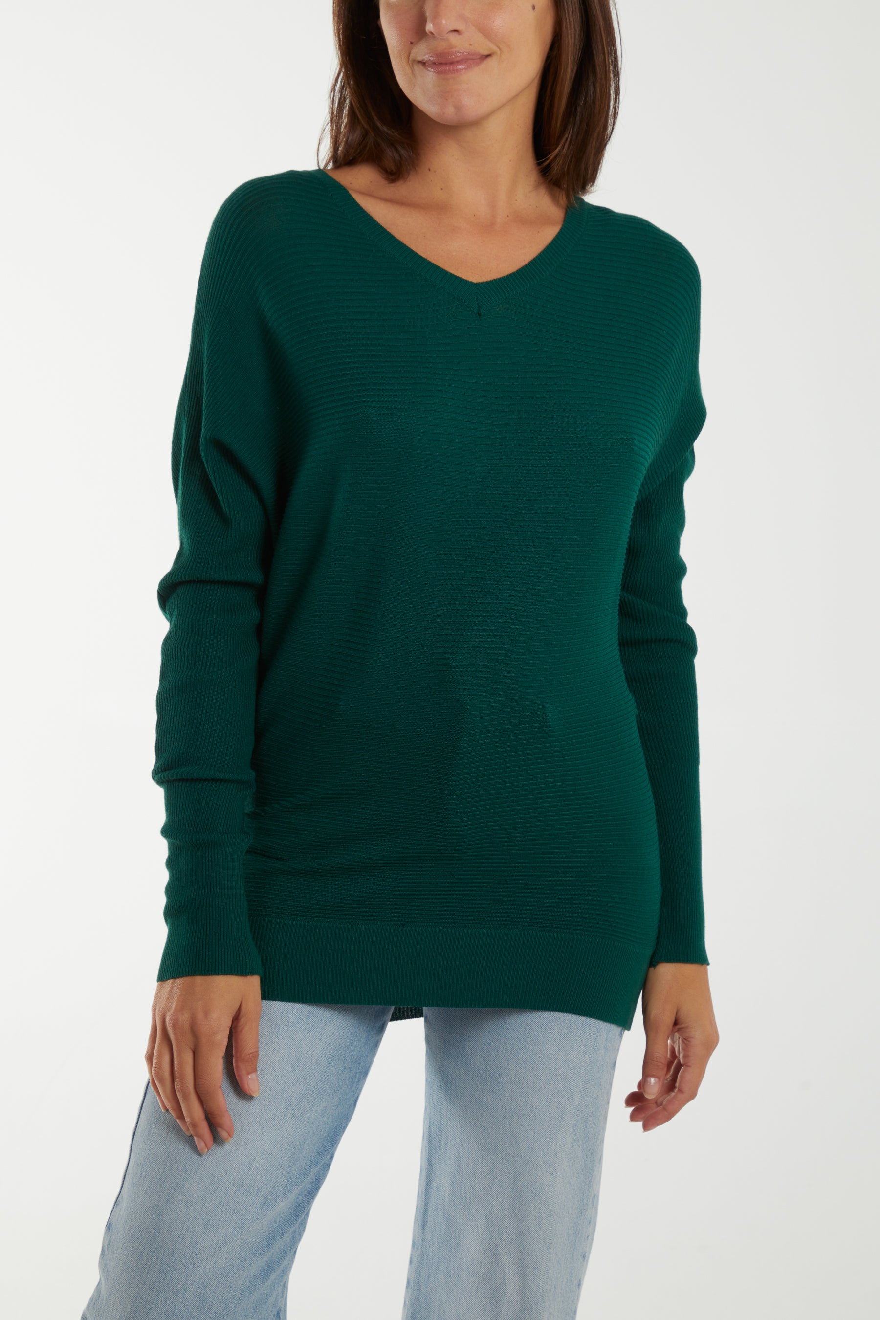 Jade V-Neck Ribbed Jumper