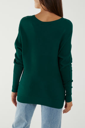 Jade V-Neck Ribbed Jumper