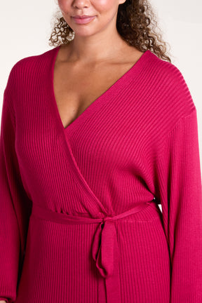 Fuchsia Long Sleeve Wrap Dress