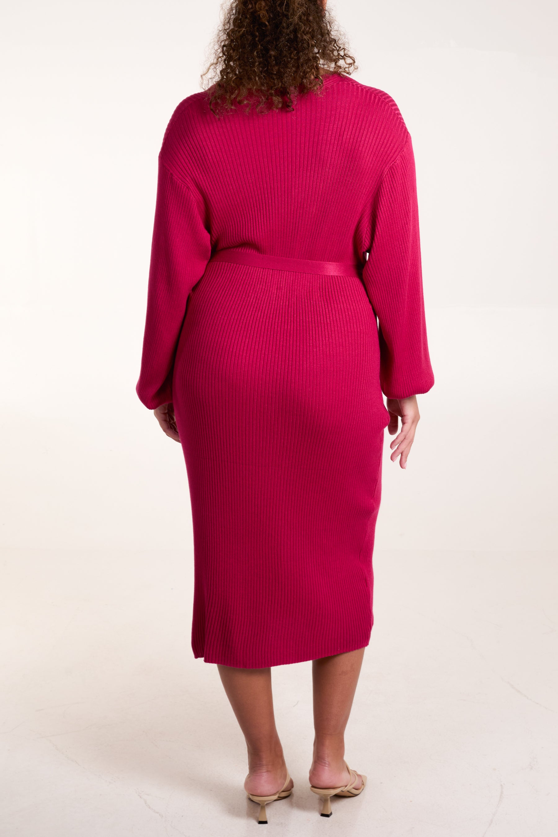 Fuchsia Long Sleeve Wrap Dress