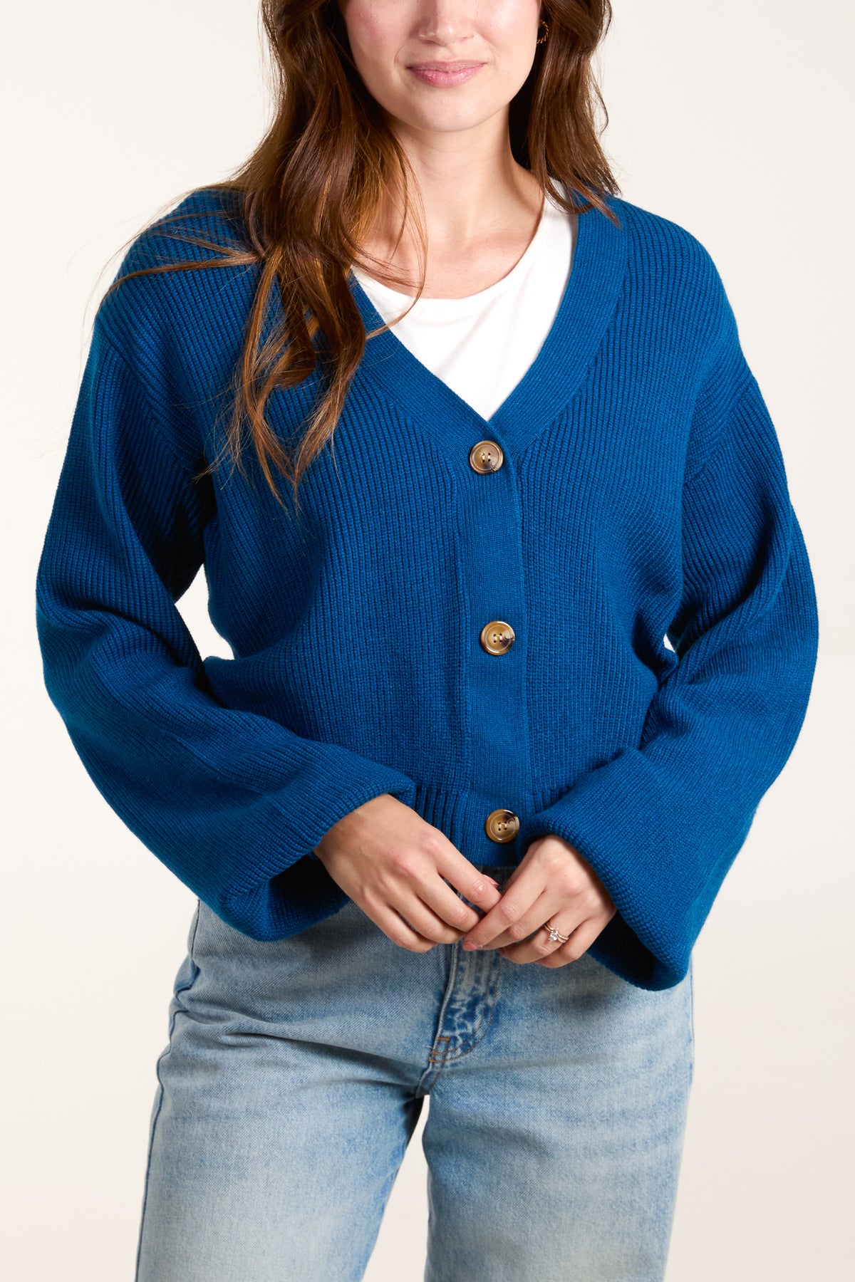 Petrol V-Neck Knit Cardigan