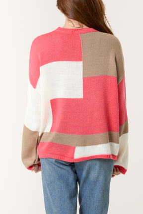 Colour Block Knit Jumper