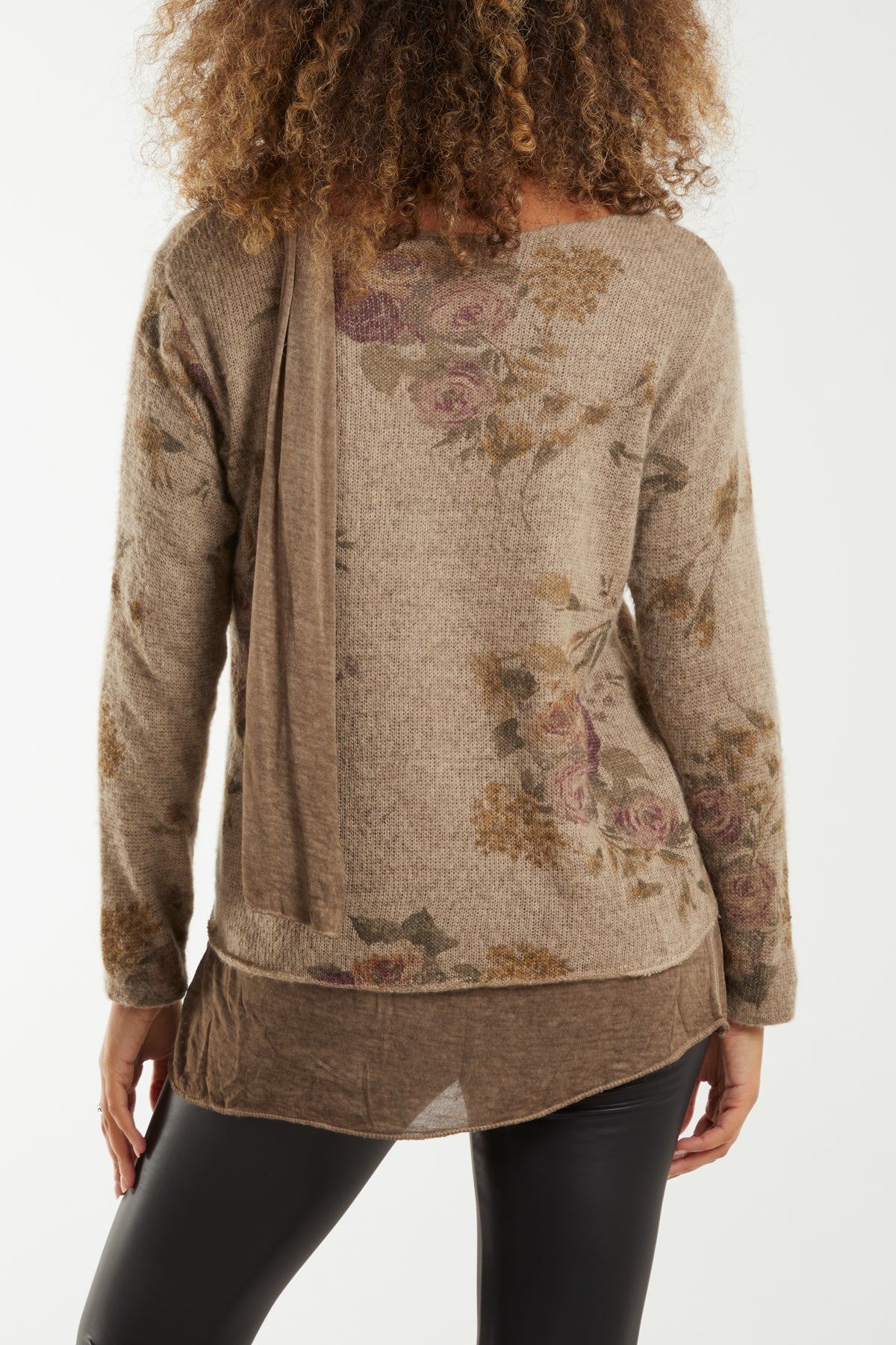Double Layer Floral Jumper w/ Scarf