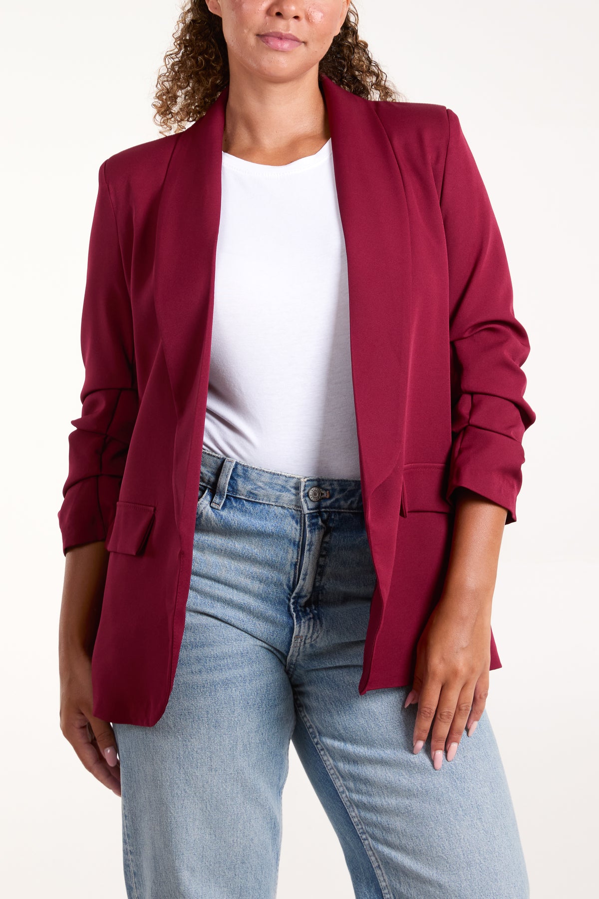 Ruched Sleeve Blazer