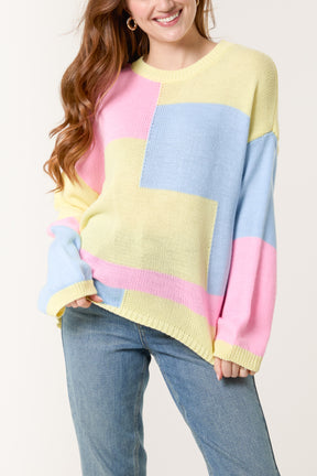 Colour Block Knit Jumper