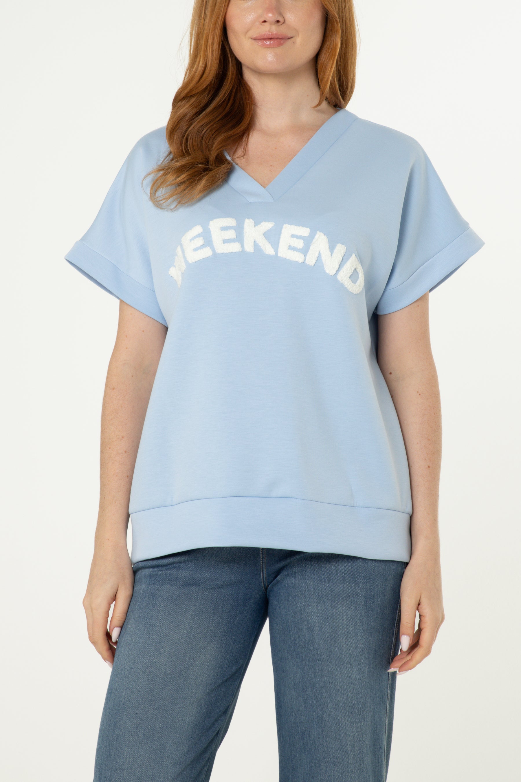 "Weekend" Short Sleeve Sweat Top