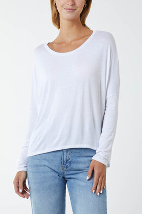 Basic Long Sleeve High Low Top