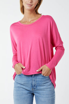 Basic Long Sleeve High Low Top