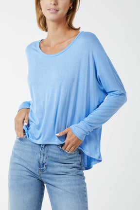 Basic Long Sleeve High Low Top