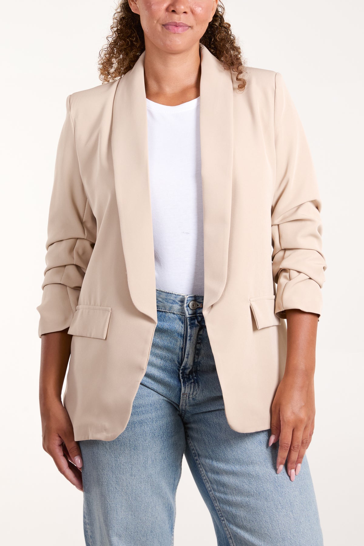 Ruched Sleeve Blazer