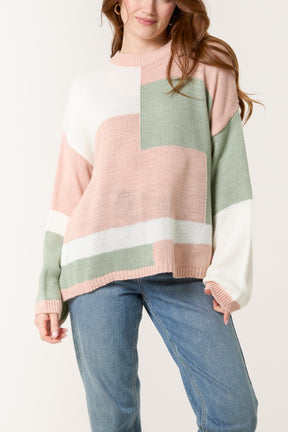 Colour Block Knit Jumper