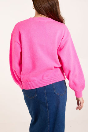 Knitted Daisies Crew Neck Jumper