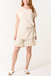 Tied Front Top & Shorts Co-Ord Set
