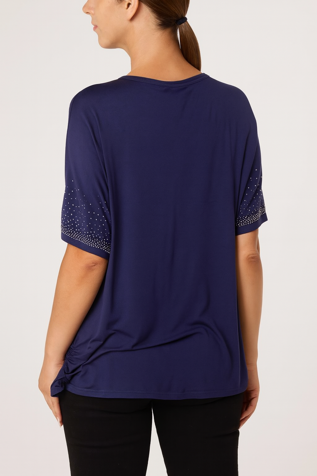 Diamante Embellished Round Neck Top