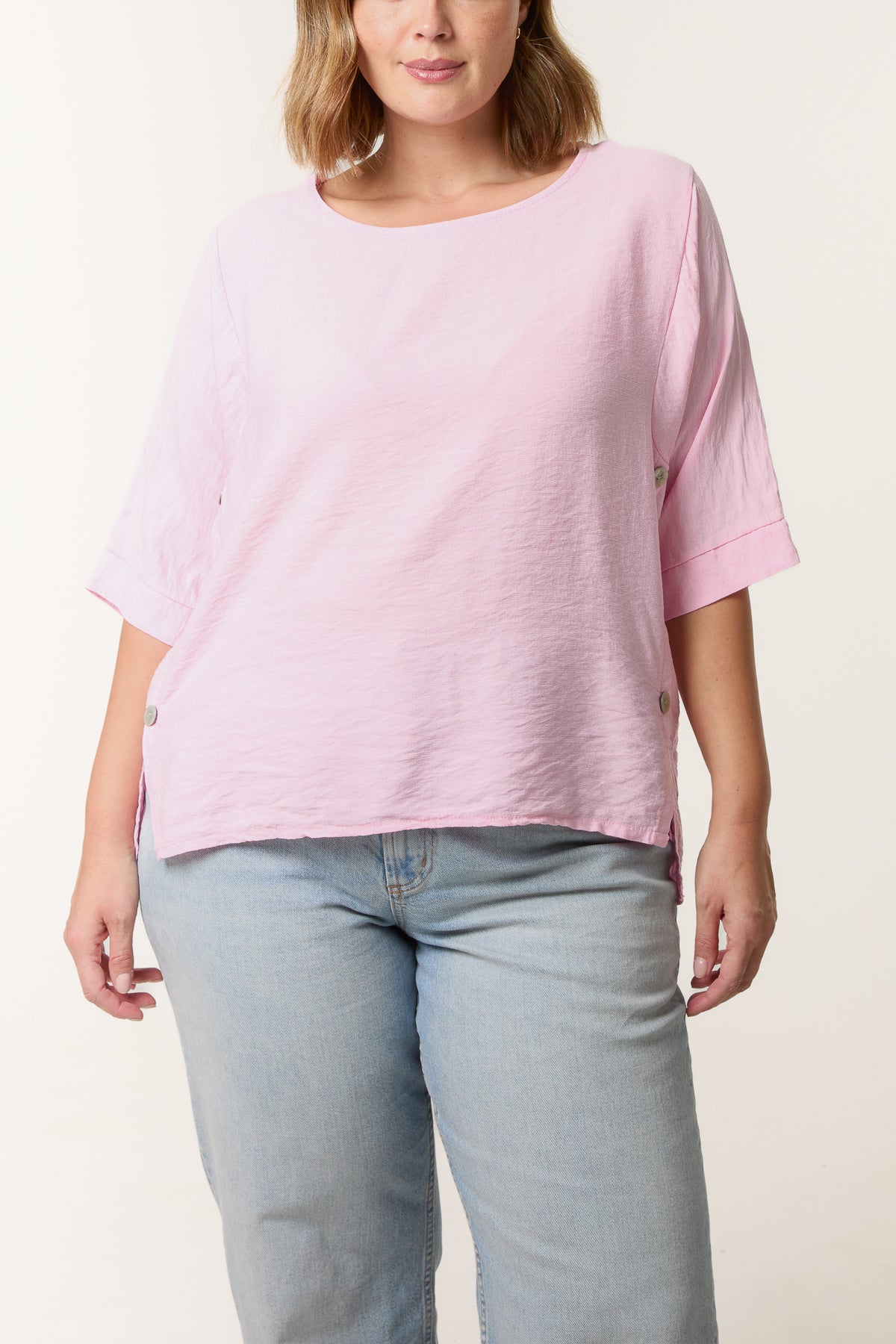 Side Buttons Short Sleeve Top