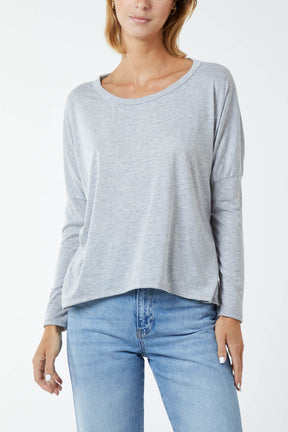 Basic Long Sleeve High Low Top