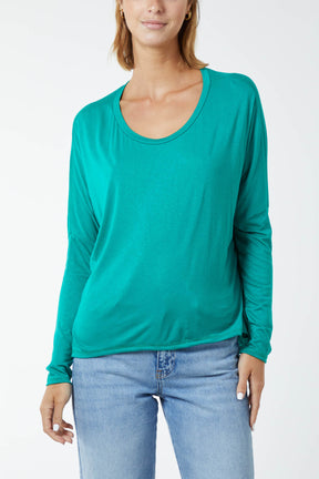 Basic Long Sleeve High Low Top