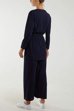 Tied Front Top & Trousers Belted Set