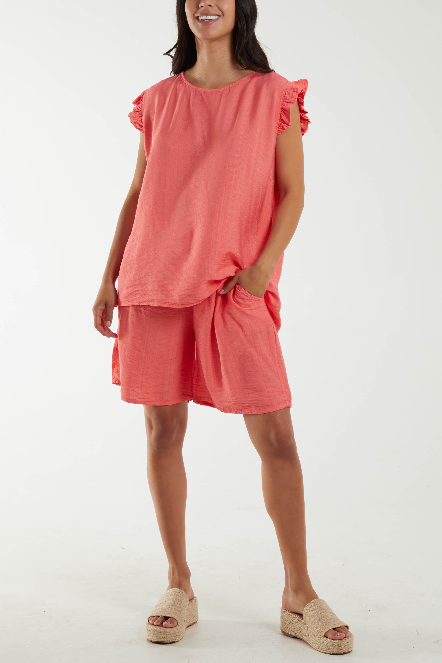 Co-Ord Frill Sleeve Top & Shorts