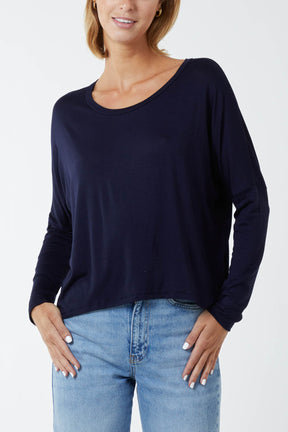 Basic Long Sleeve High Low Top