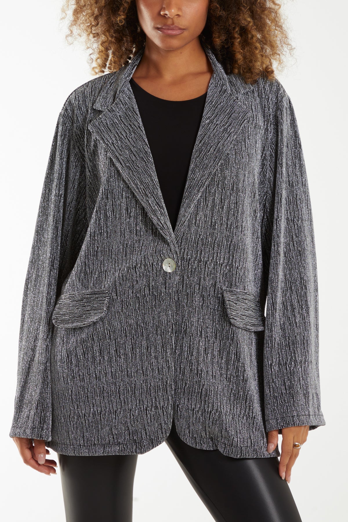 Double Pockets Shimmer Blazer