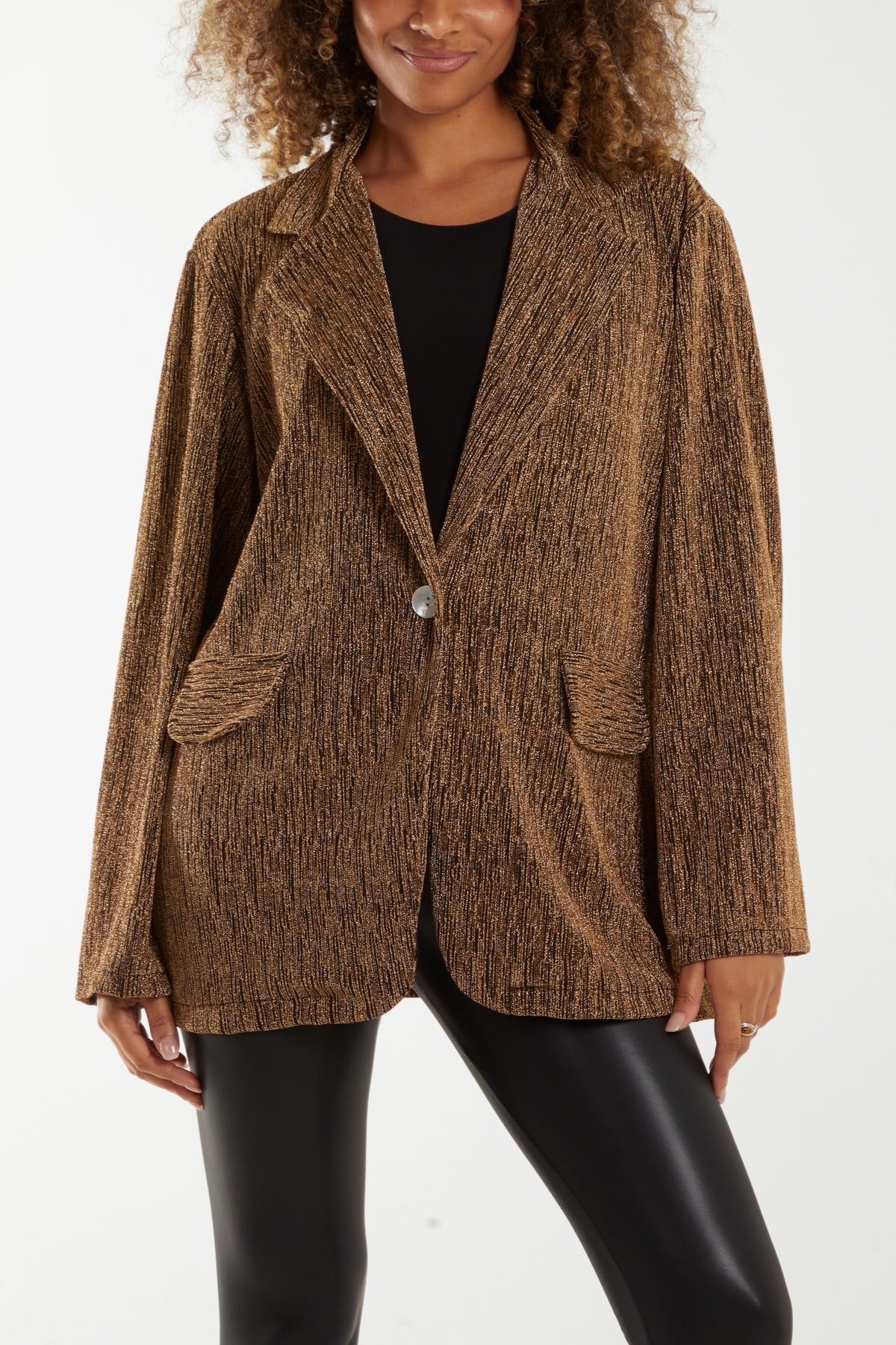 Double Pockets Shimmer Blazer