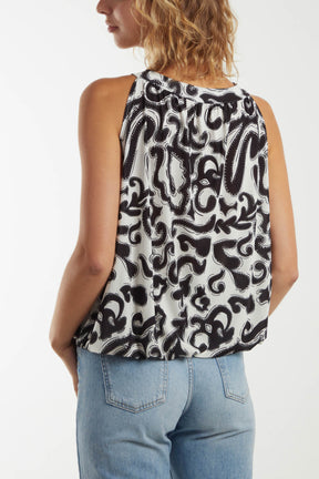 Baroque Halter Neck Tie Sleeveless Top