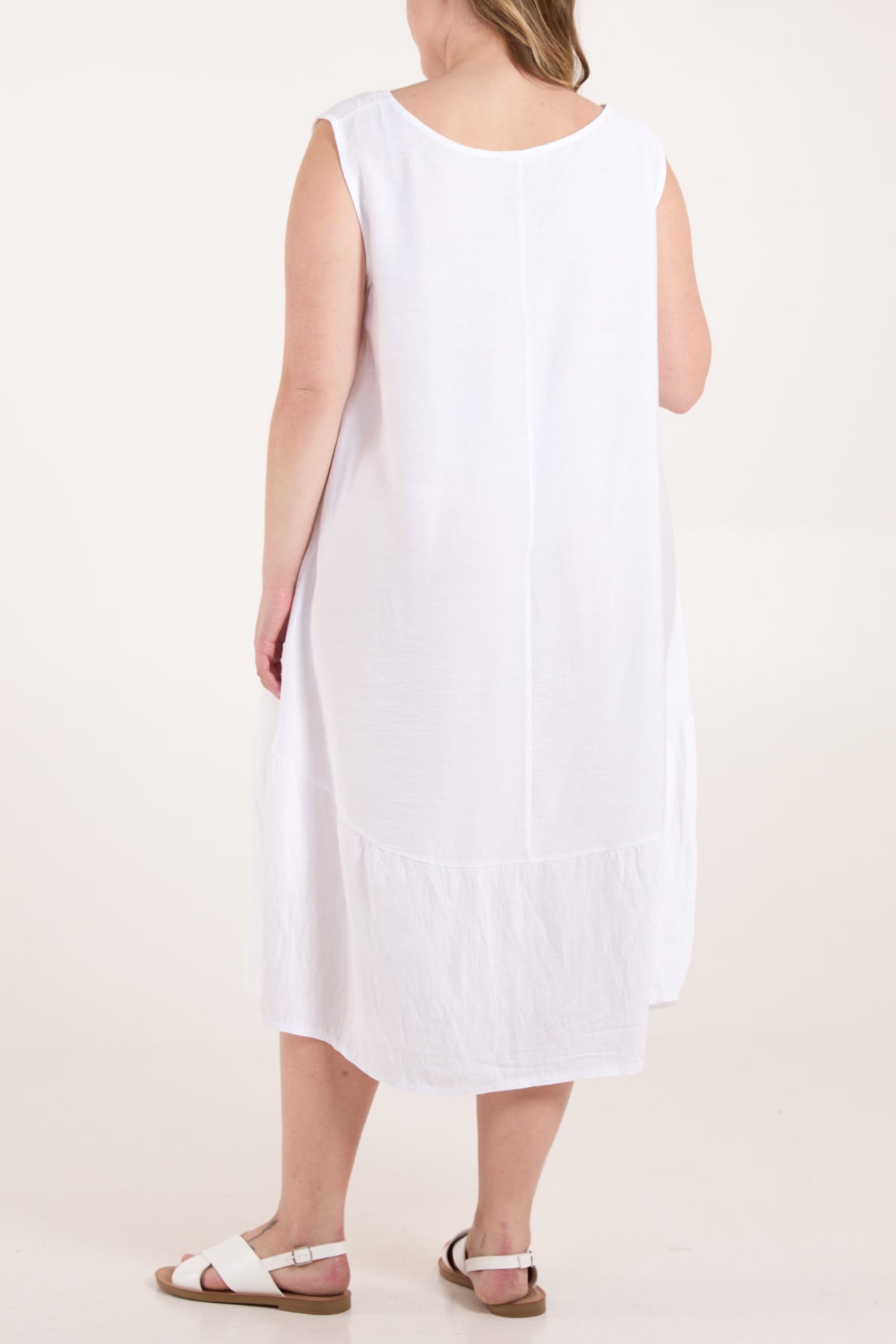 Sleeveless Contrasted Border Midi Dress