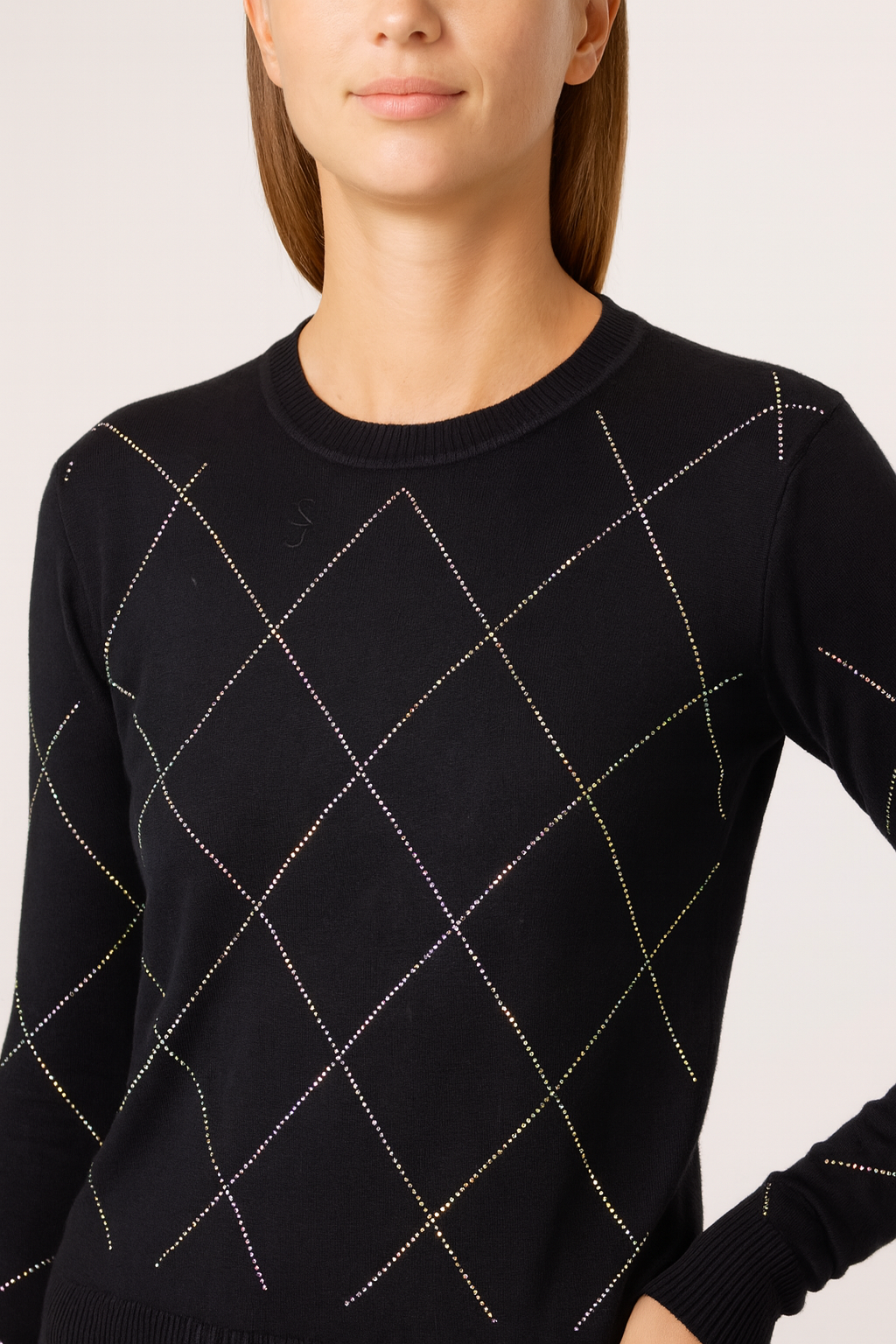 Embellished Diamond Print Jumper