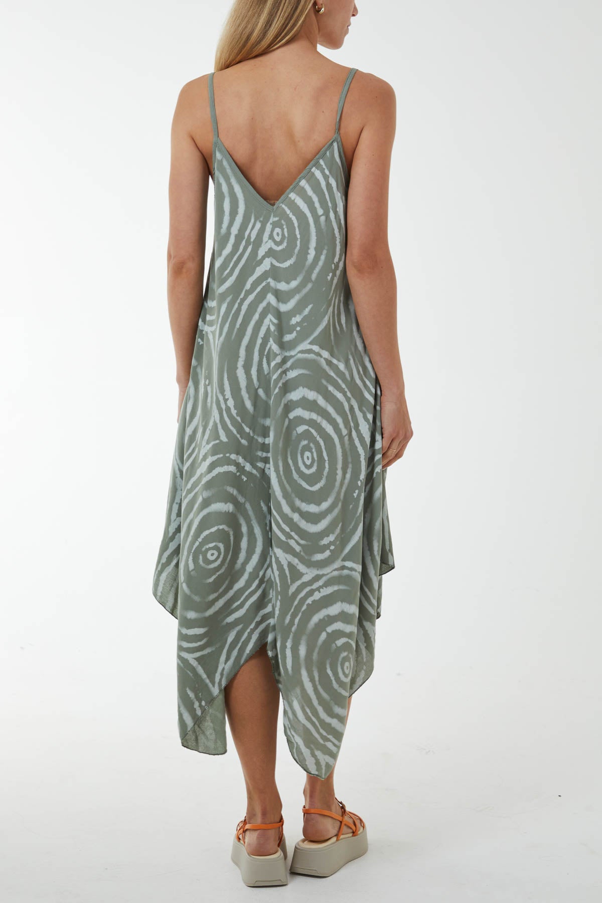 Abstract Swirl Hanky Hem Cami Dress