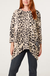 Side Zipper Detailed Leopard Blouse