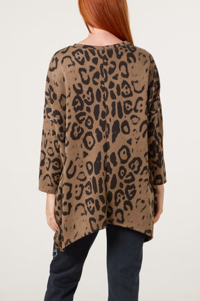Side Zipper Detailed Leopard Blouse