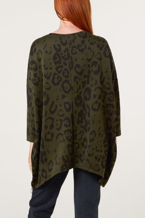Side Zipper Detailed Leopard Blouse
