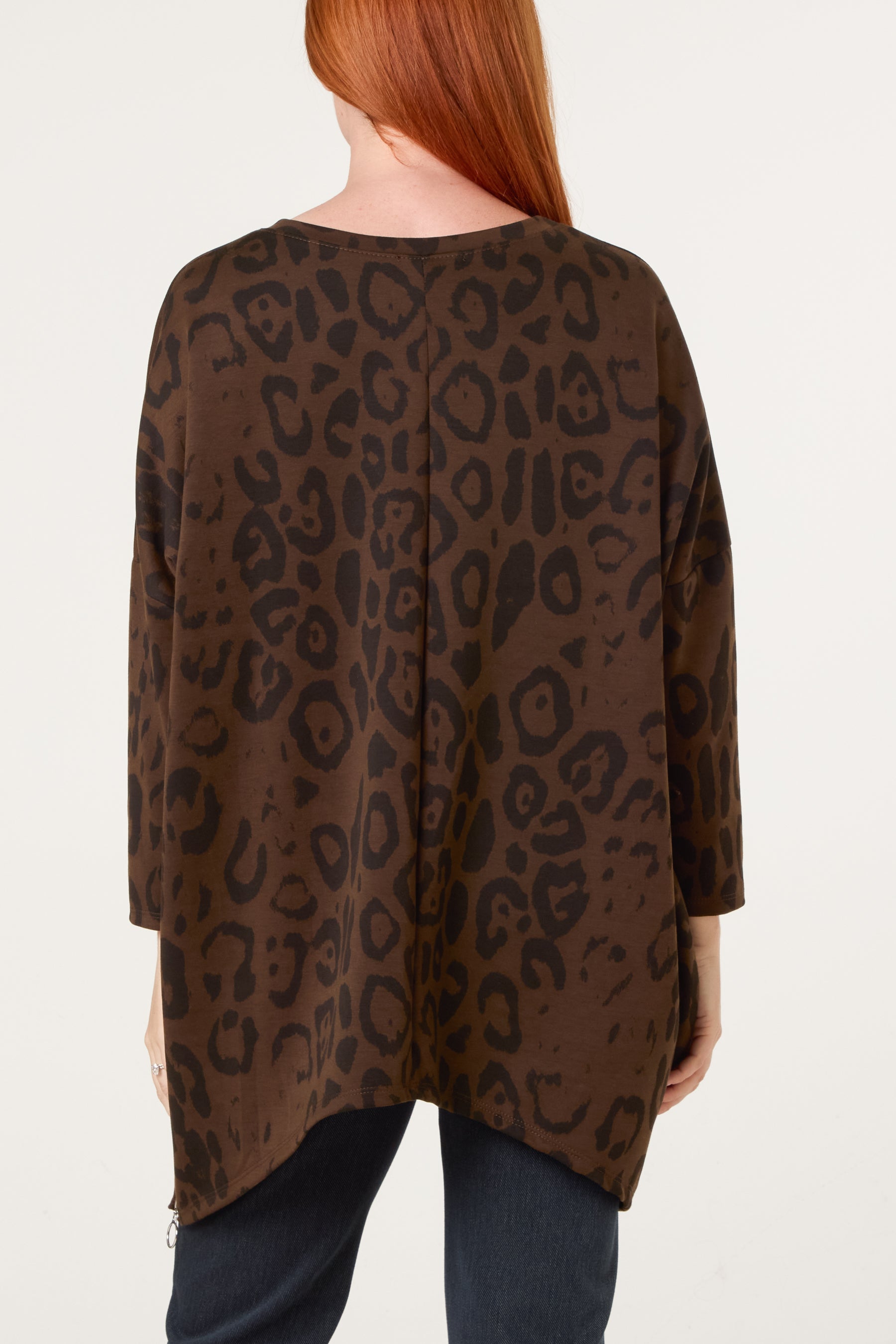 Side Zipper Detailed Leopard Blouse