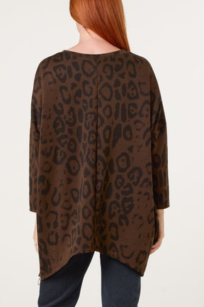 Side Zipper Detailed Leopard Blouse