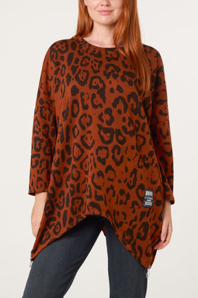 Side Zipper Detailed Leopard Blouse