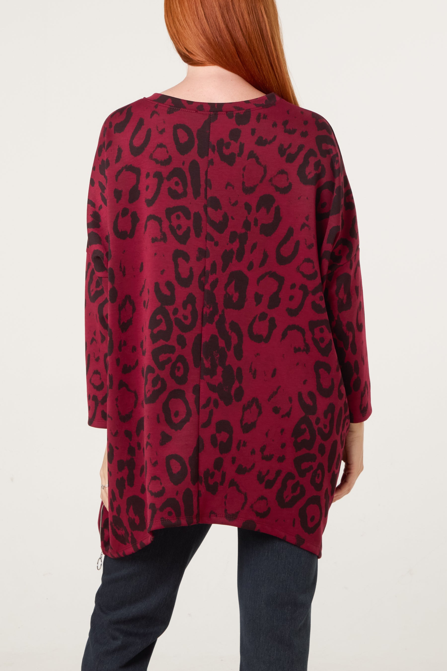 Side Zipper Detailed Leopard Blouse
