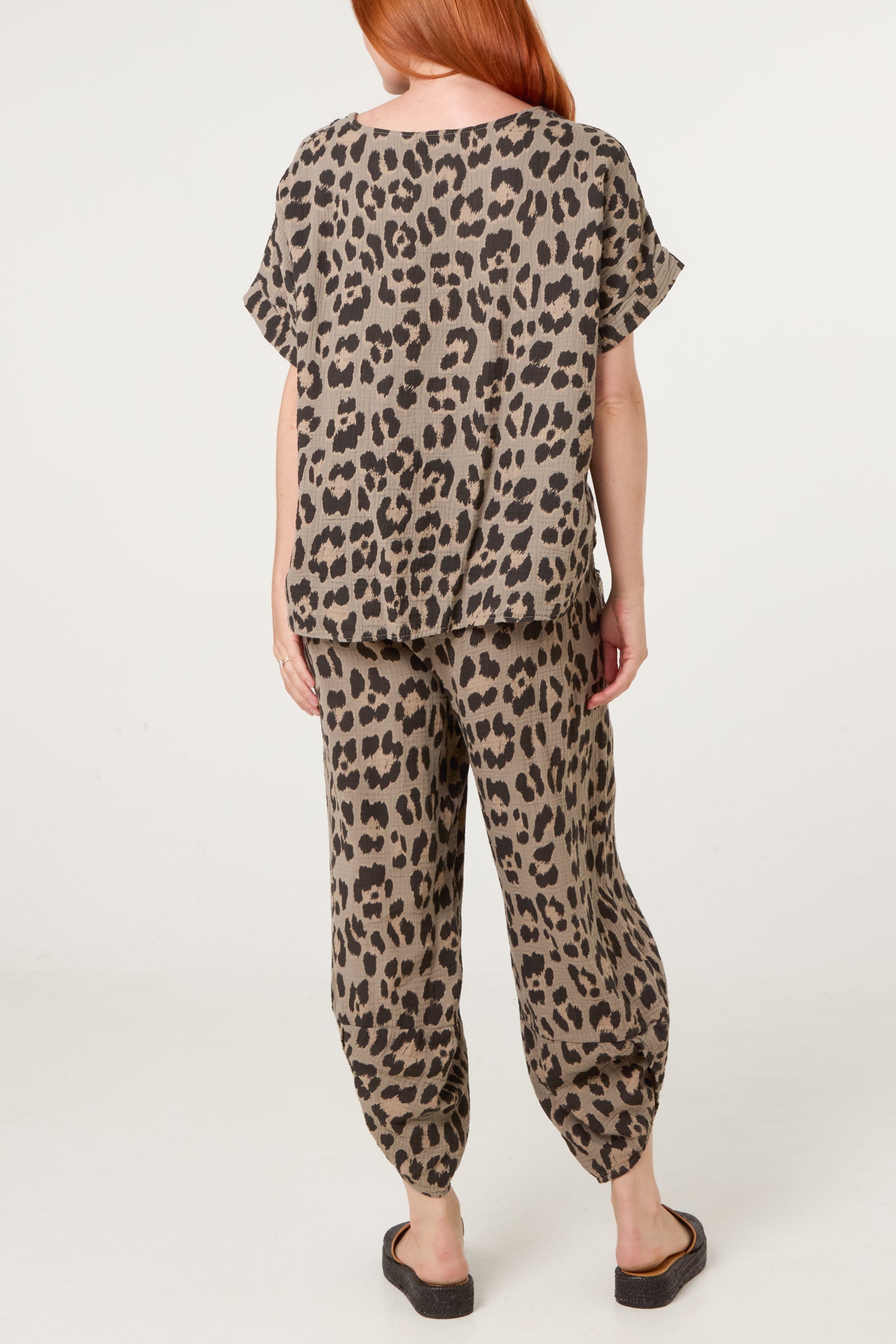 Pure Cotton Leopard Top & Cuffed Trouser