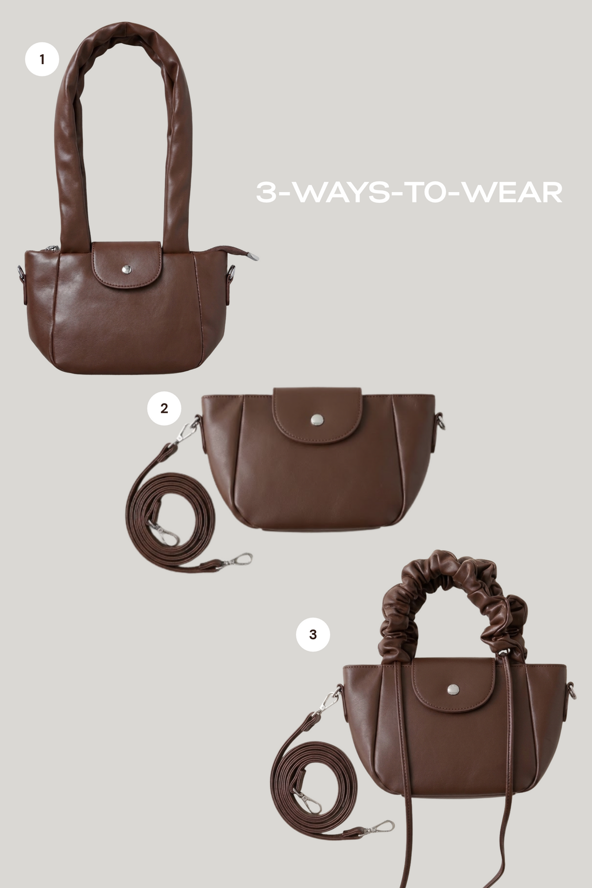 3 Ways-To-Wear Faux Leather Mini Tote  Bag