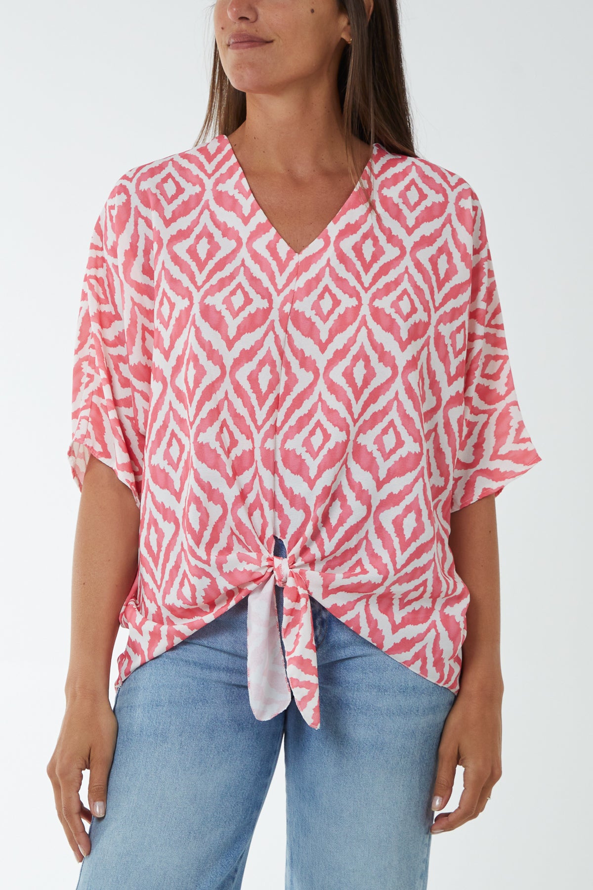 Geometric Print Knot Front Top