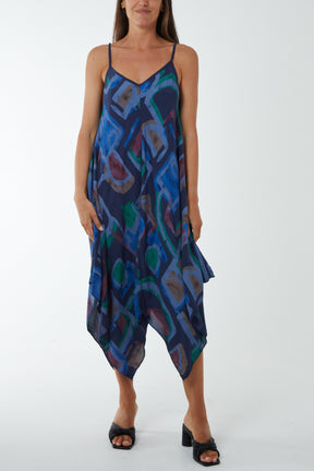 Cami Asymmetric Pebble Print Dress